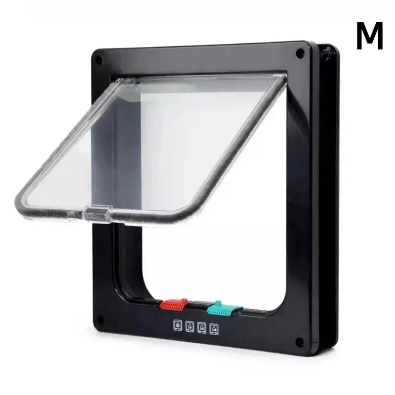Weatherproof 4-Way Locking Cat Door – Transparent Flap Cat Door Flap Peaceful Pleasures Health and Wellness B size2
