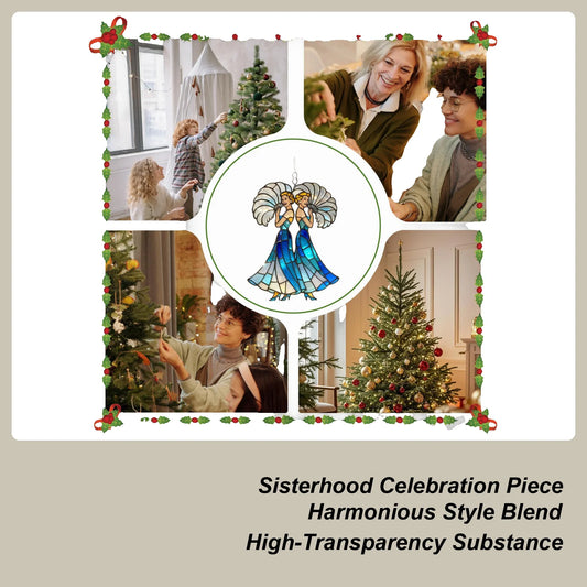 Sisterhood Ornament For Women Acrylic 2D Friendship Holiday Supplies Christmas Tree Decor For Fall Thanksgiving Holiday Party Peaceful Pleasures Health and Wellness