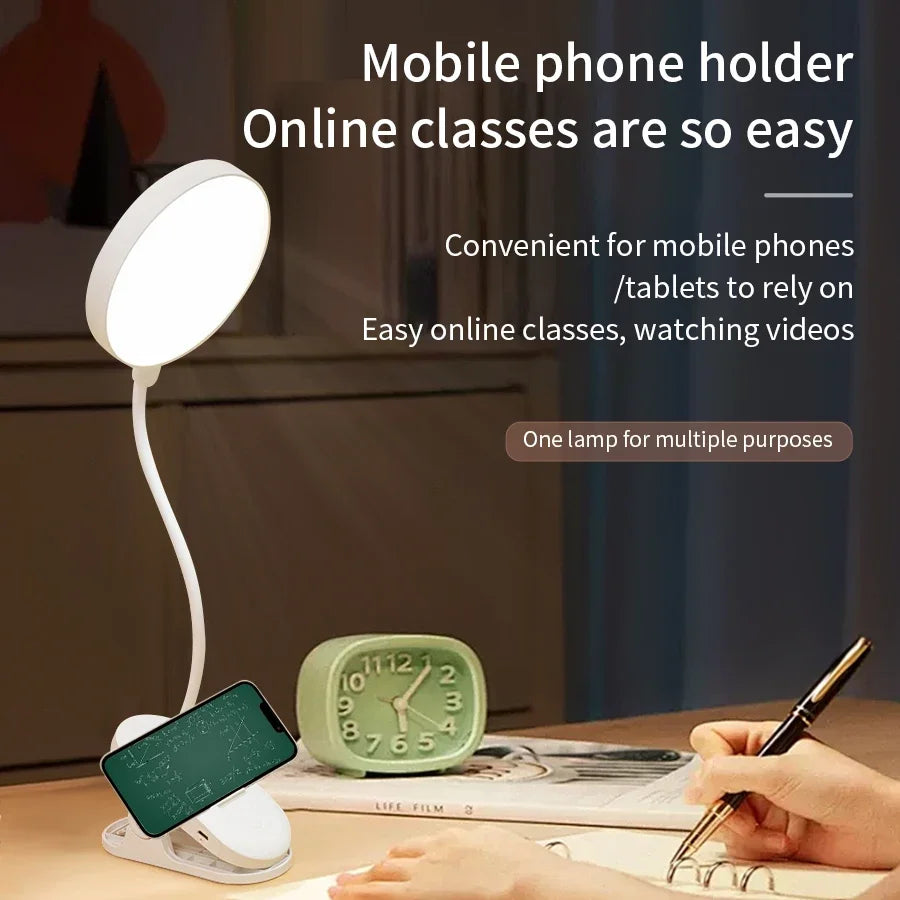 Rechargeable Mini LED Book Light with Clip Eye Protection Flexible Reading Lamp Desk Bedside Portable Table Lamp Study Light Peaceful Pleasures Health and Wellness