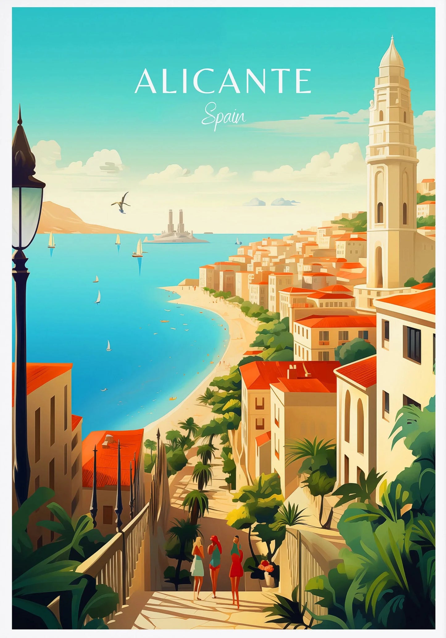 Spain Travel Poster Canvas Print | Barcelona Madrid Granada Wall Art Canvas Wall Art Peaceful Pleasures Health and Wellness CJ51123 40x60cm Unframed