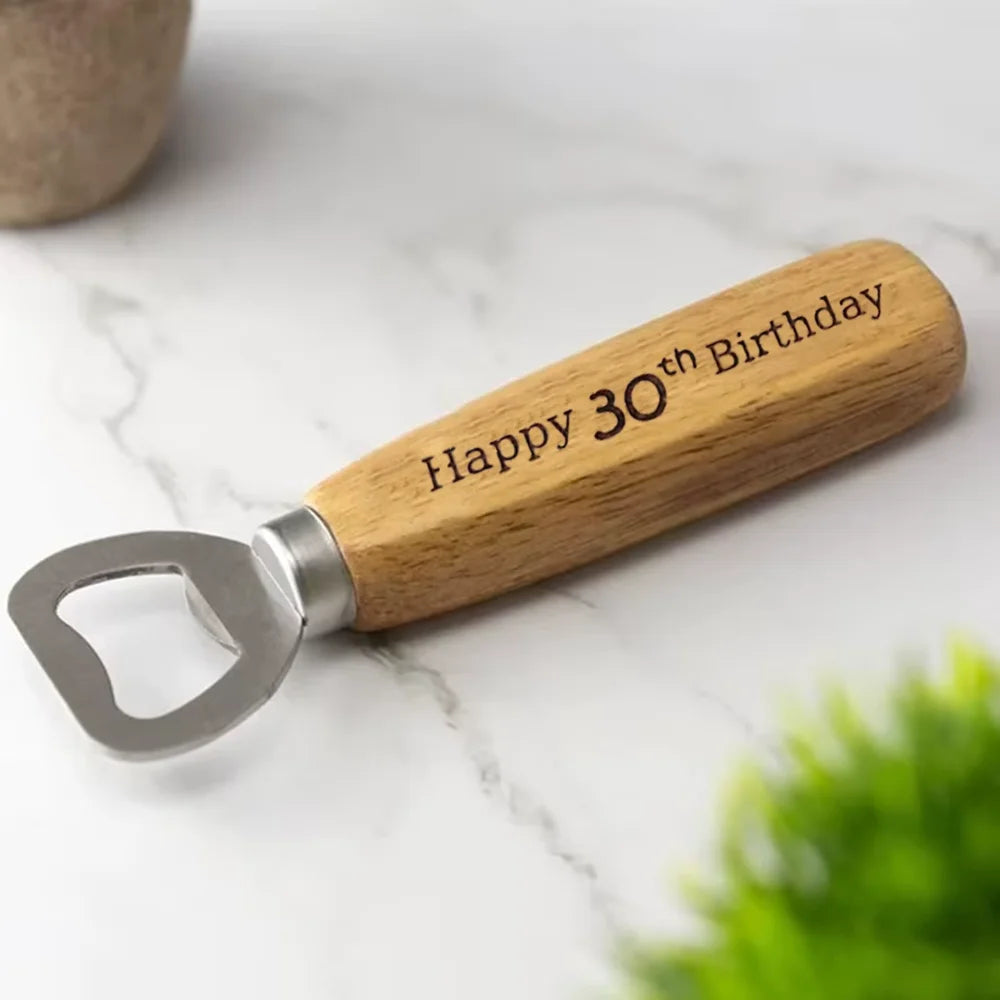 Wood Birthday Bottle Opener 18th–60th | Milestone Gift Wood Bottle Opener Peaceful Pleasures Health and Wellness