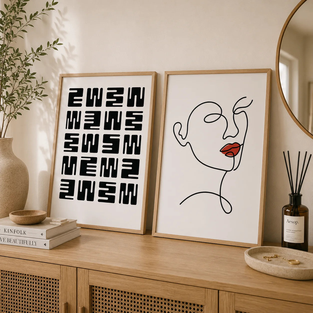 Abstract Wall Ar Fashion Woman Geometric Line Canvas Painting Modern Minimalist Poster Print for Living Room Bedroom Wall Decor Peaceful Pleasures Health and Wellness