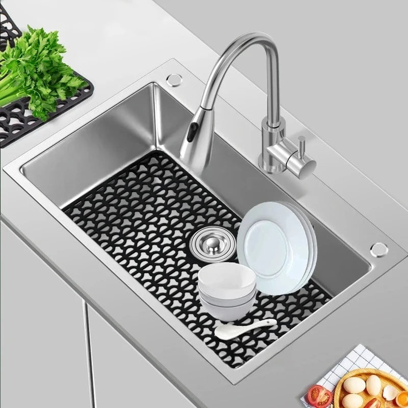 big size Sink Protectors for Kitchen Sink with Drain,Kitchen Sink Grid,Heat-Resistant mat,Silicone Sink Mat for Bottom of sink Peaceful Pleasures Health and Wellness