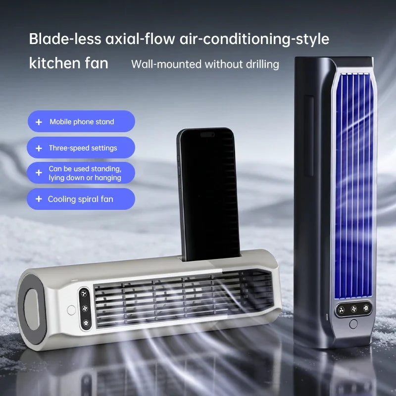 Portable Desktop Fan USB Rechargeable Silent Wall Mount Kitchen Office Bedroom Cooler with Phone Stand Air Fan Peaceful Pleasures Health and Wellness