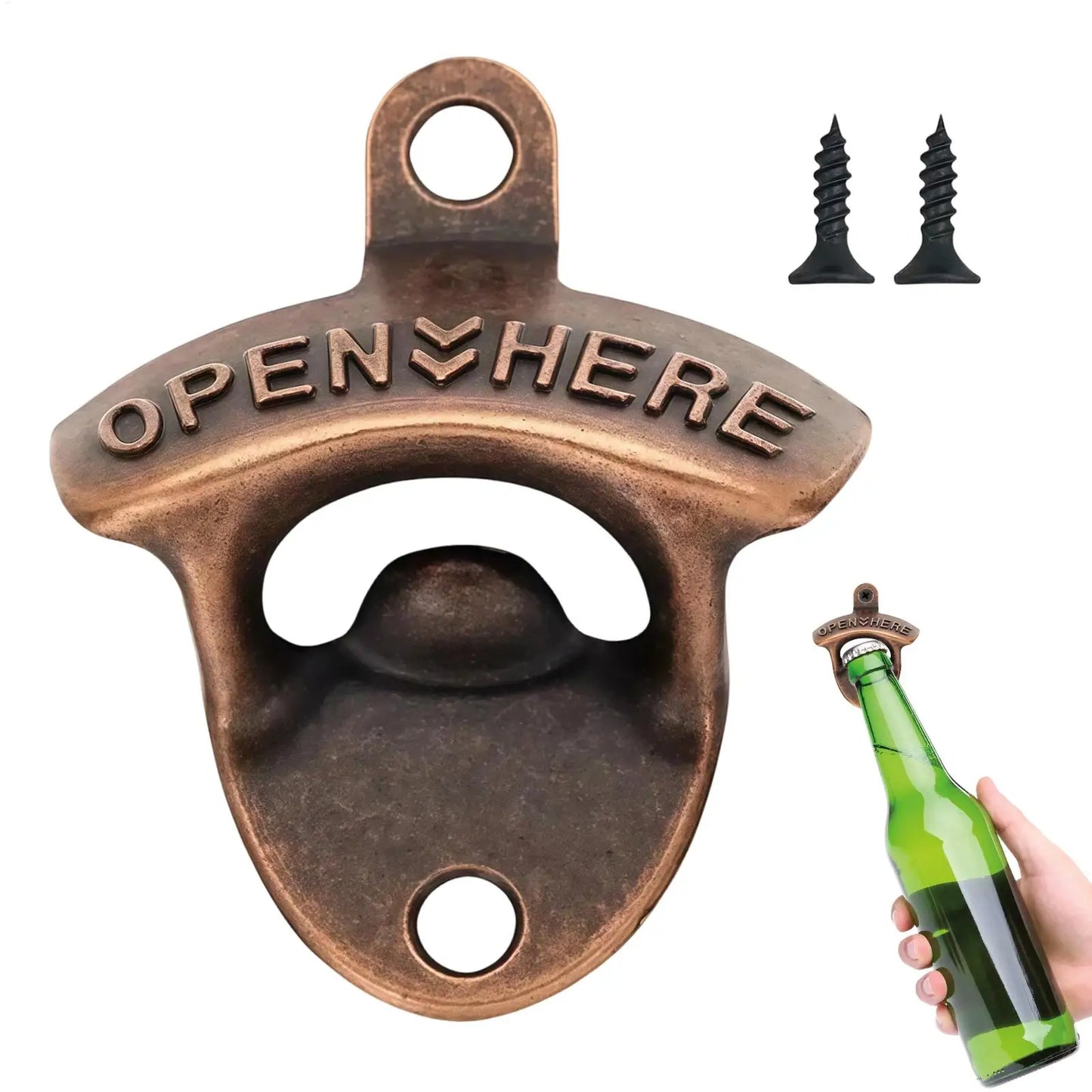 Vintage Wall Mounted Bottle Opener Zinc Alloy Decorative Caps Catcher Heavy Duty Beer Opener For Home Bar Outdoor RV Camping Peaceful Pleasures Health and Wellness