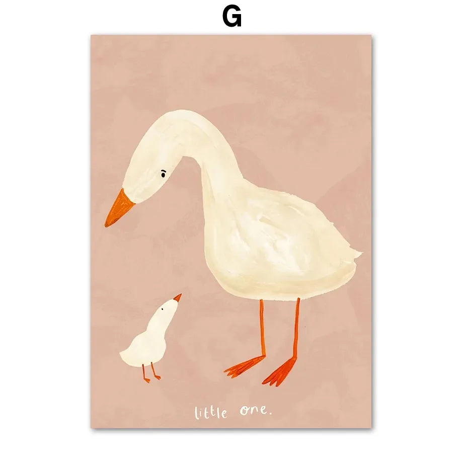 Funny Animal Scooter Kids Canvas Wall Art | Nursery Prints