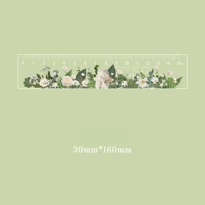 Acrylic Ruler Minimalist Style Plant Flowers Student Stationery Ruler for Measurement Peaceful Pleasures Health and Wellness D