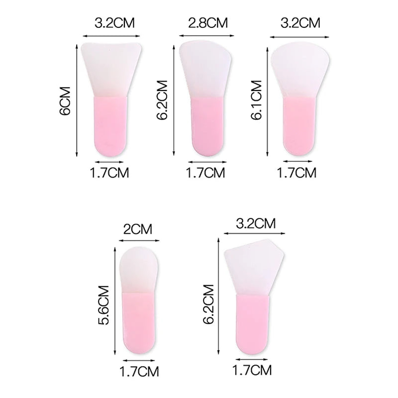 5Pcs Silicone Facial Mask Brush Face&Eye Cream Mud Mask Applicator Scraper Face Cleanse Brushes Travel Portable Skin Care Tools Peaceful Pleasures Health and Wellness