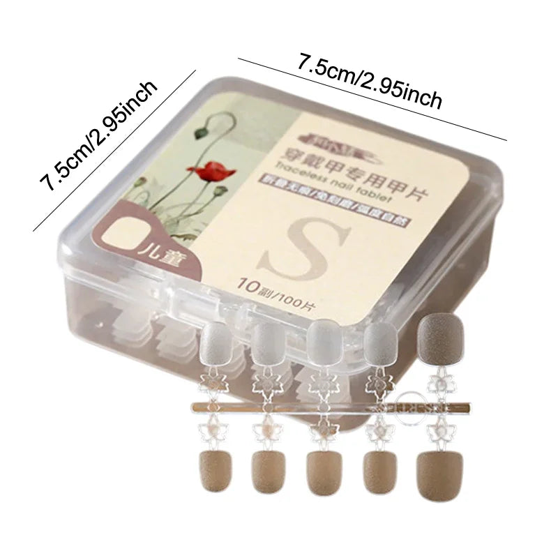 100 PCS Kids Fake Nail Tips False Nails Press On Nails Coffin Artificial Nails Clear Fake Nail Tips For Extension Manicure Tool Peaceful Pleasures Health and Wellness