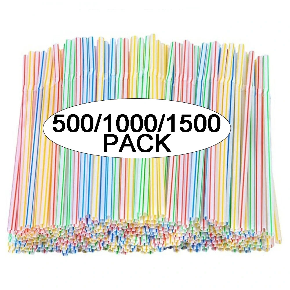 Colorful Disposable Plastic Curved Drinking Straws Reusable Straw 21cm Wedding Party Bar Drink Accessories Birthday 1000/1500PCS Peaceful Pleasures Health and Wellness 21cm 1500pcs