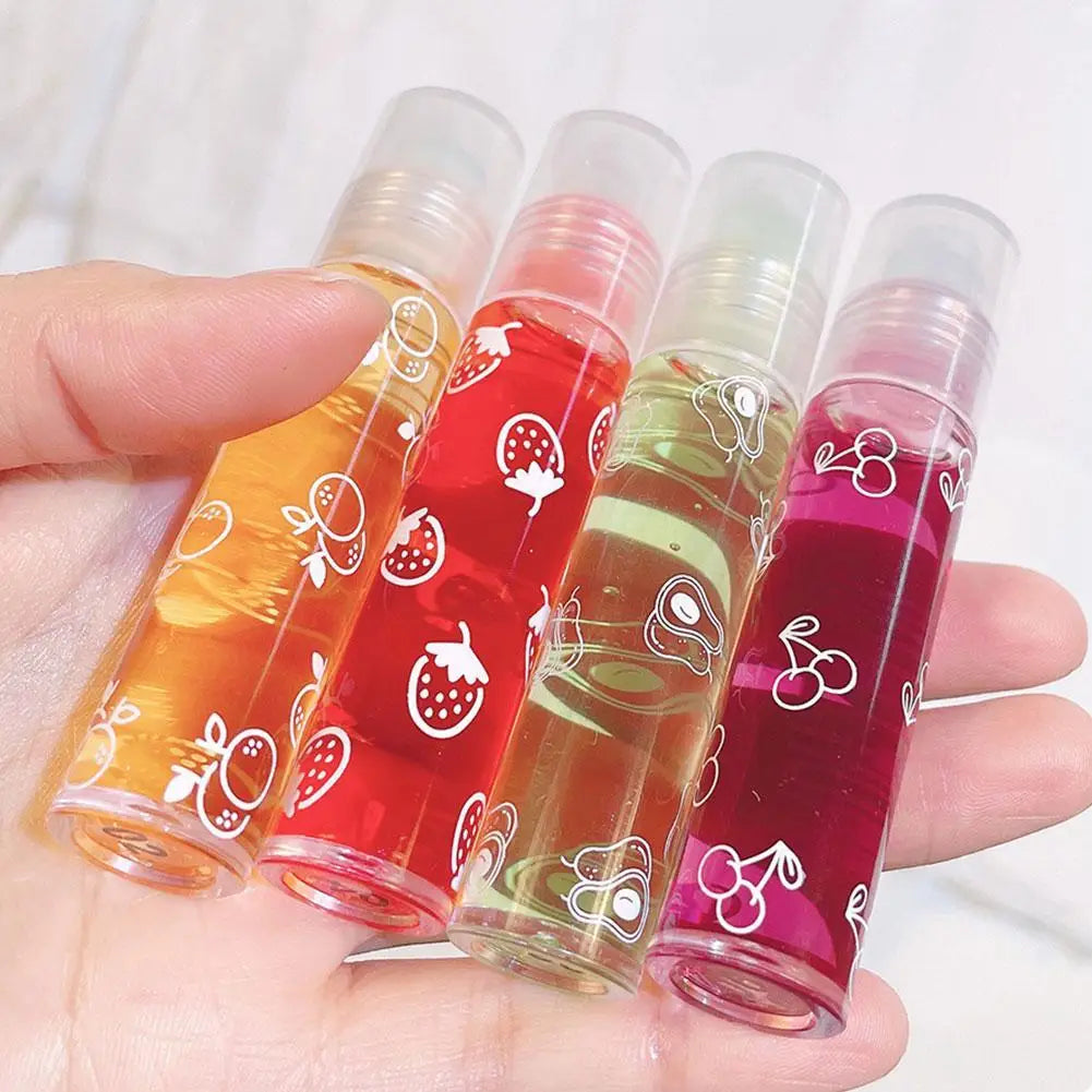 6 Colors Roll-on Fruit Essence Lip Balm LIP Gloss Fruity Lip Oil Gloss Moisturizing Lip Balm Transparent Lip Oil Mirror Randomly Peaceful Pleasures Health and Wellness