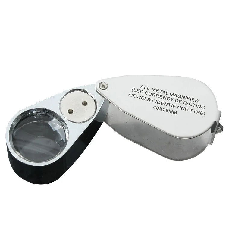 Folding Magnifier 40X25Mm with Led Light for Banknote Verification and Jewelry Identification, High-Power Magnifying Glass Peaceful Pleasures Health and Wellness