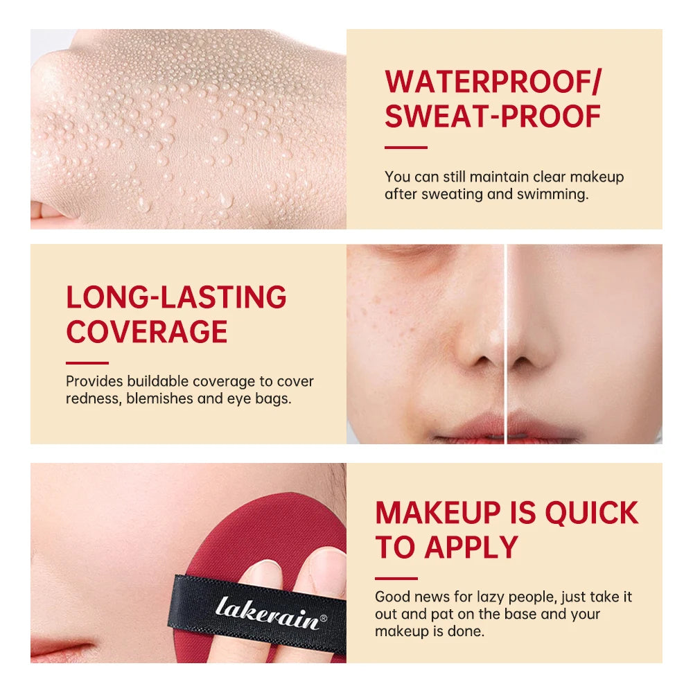 Bb Cream With Air Cushion Foundations Makeup High Coverage Foundation Waterproof Long Lasting Base Whitening Makeup Base Makeup Peaceful Pleasures Health and Wellness