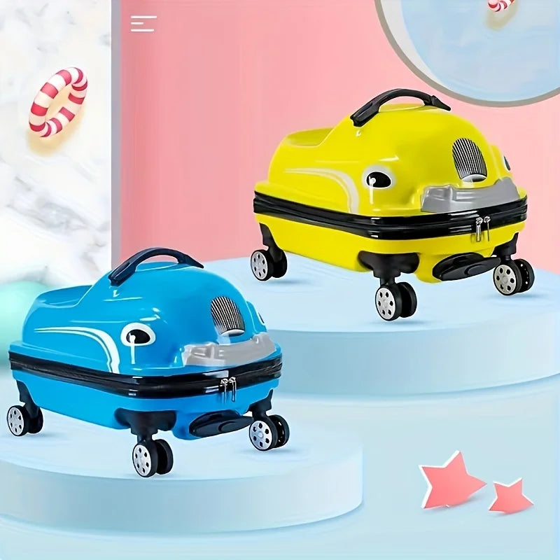 20-Inch Cartoon Car Kids' Pull-Along Suitcase with Spinner Wheels, 88.18LB Capacity, ABS PC Shell, Iron Handle, Zipper Closure Peaceful Pleasures Health and Wellness