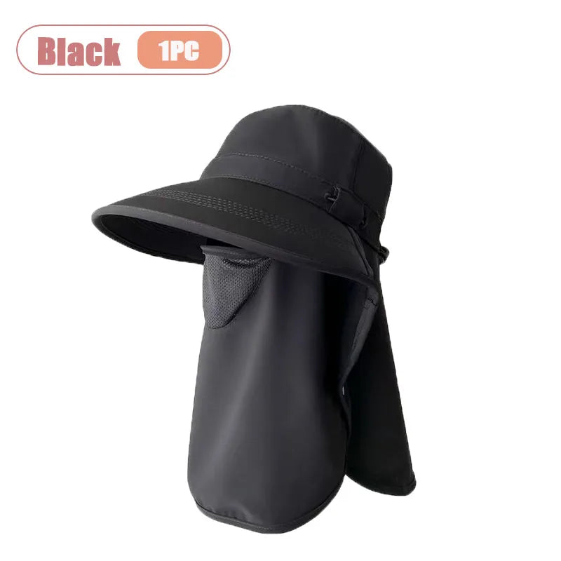 Women's Wide Brim Sun Hat – UV Face Cover & Neck Flap