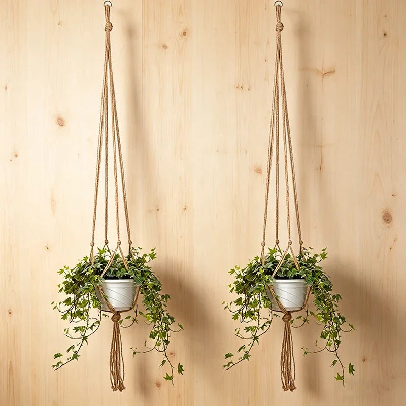 Macrame Hanging Plant Basket with Hook | Boho Planter