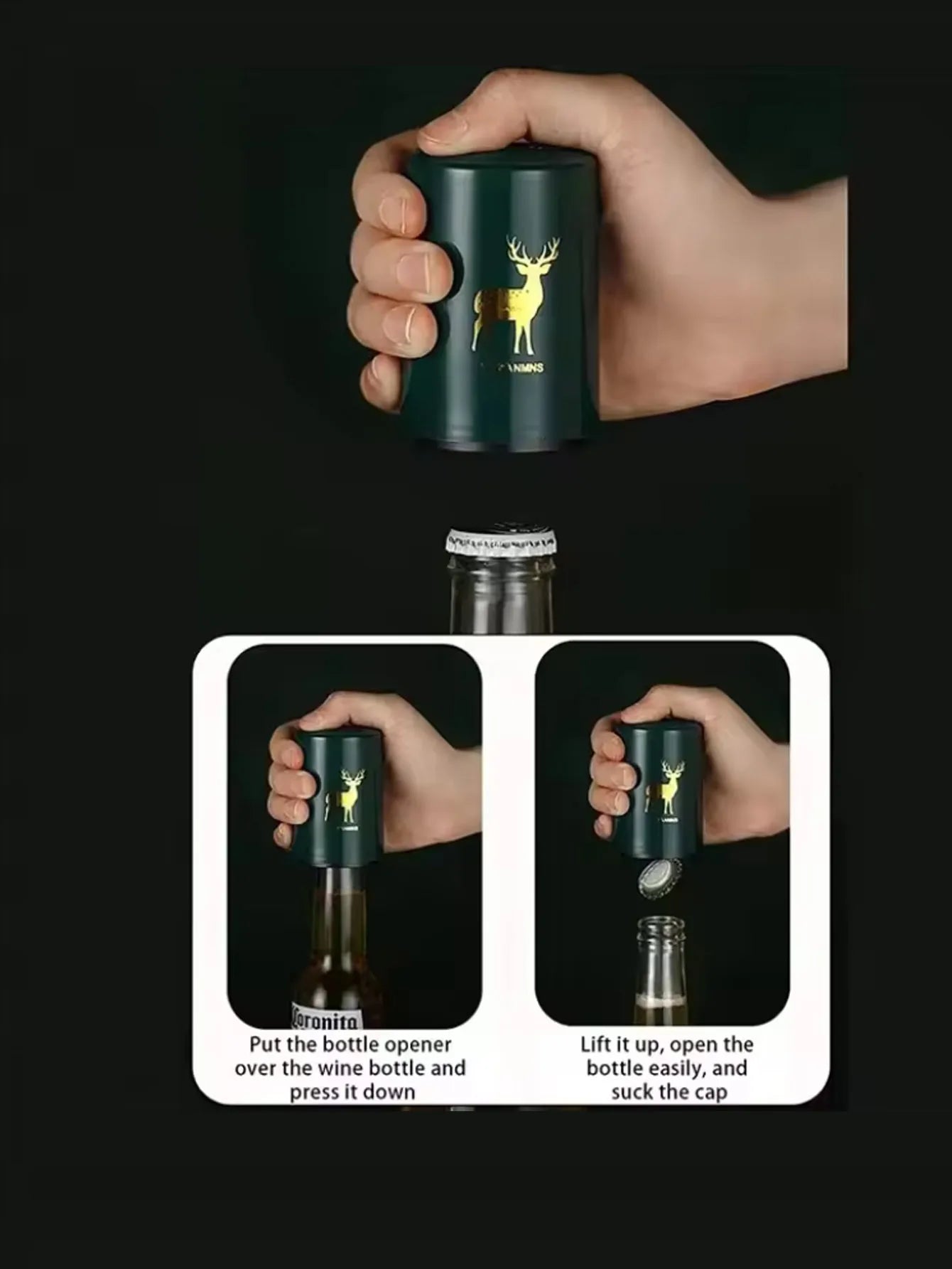 1Pcs Automatic Beer Bottle Opener Stainless Steel Press Lid Beer Corkscrew Tools Portable Bar Gadgets Wine Cap Opener Kitchen Peaceful Pleasures Health and Wellness
