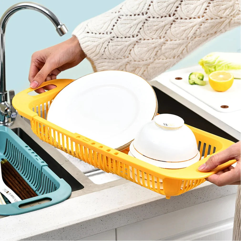 Adjustable Telescopic Sink Drain Rack & Vegetable Basket