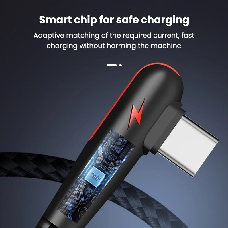 120W 90 Degree USB Type C Cable Fast Charging Elbow Design Nylon Braided Data Sync Cord For Samsung Xiaomi Huawei Gaming Phone Peaceful Pleasures Health and Wellness