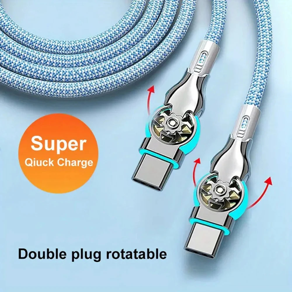 180° Rotatable USB-A to USB-C Fast Charging Braided Cable Peaceful Pleasures Health and Wellness