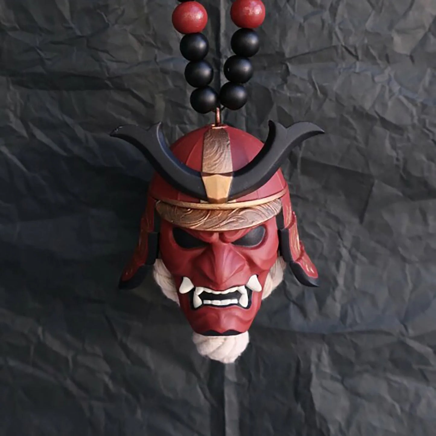 Samurai-Kabuto Helmet Hannya Japanese Oni Car Rear View Mirror Charm Japanese Ghosts Hanging Ornament Personalized Pendant Peaceful Pleasures Health and Wellness
