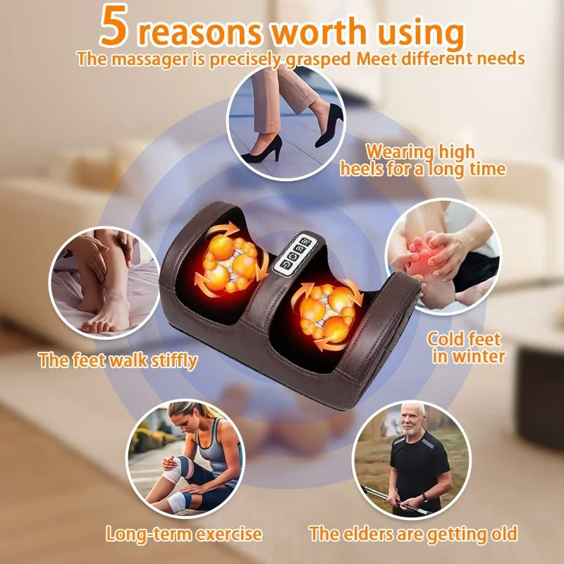 New Multifunctional Electric Foot and Leg Massager. Targeted Massage of Acupoints on Uneven Soles of the Feet. Acupressure Push-Pull Technology for Relaxing Massage, with Forward and Reverse Rolling Motion Modes, 3 Massage In Peaceful Pleasures Health and Wellness