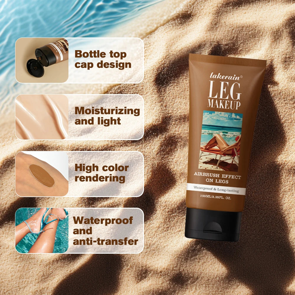 Body Foundation 100ml Tan Leg Makeup Lotion Even Skin Tone Waterproof Long Lasting Body Tanning Cream Medium Bronze Leg Makeup Peaceful Pleasures Health and Wellness