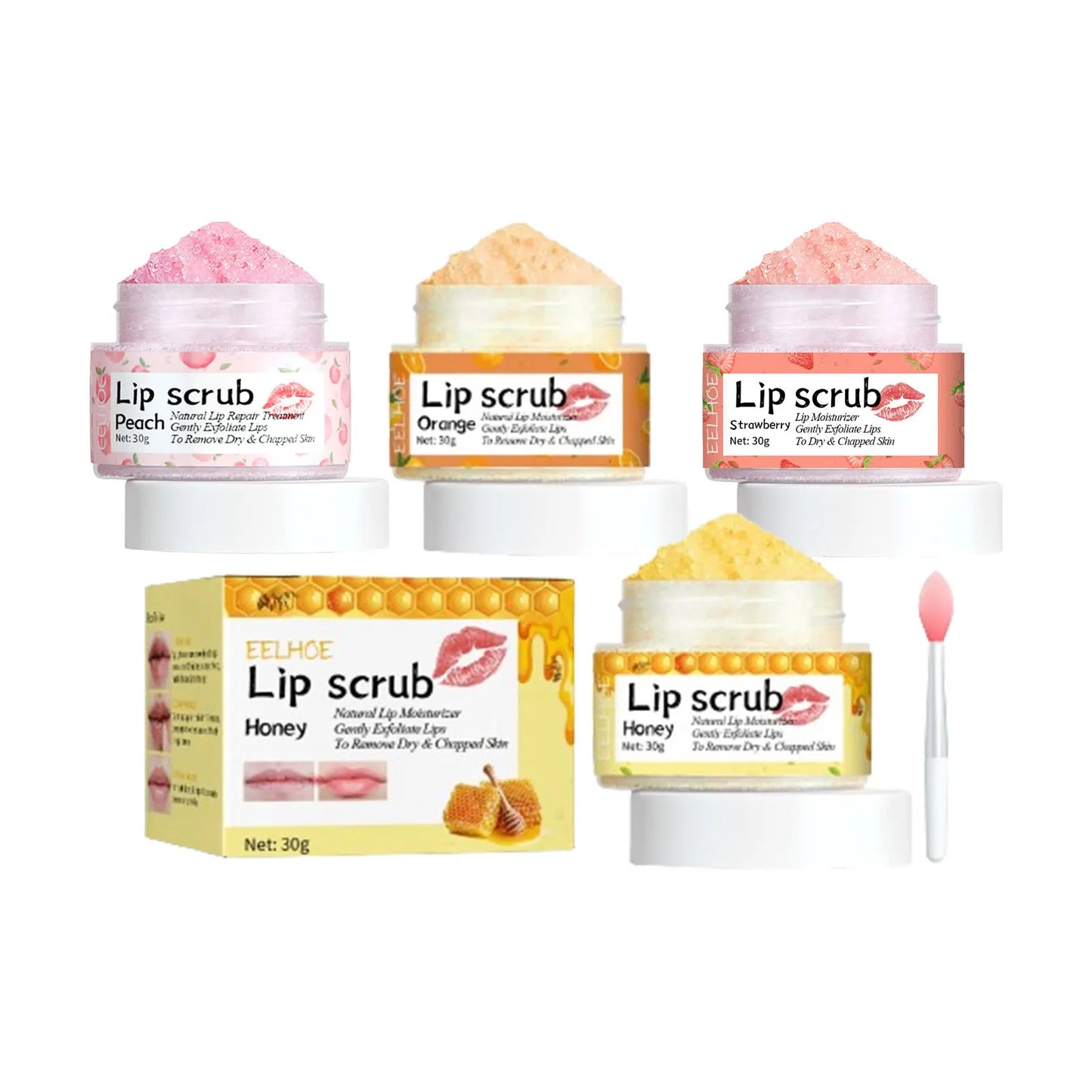 EELHOE Pink Lip Scrub Exfoliator – Brighten & Moisturize, 30g