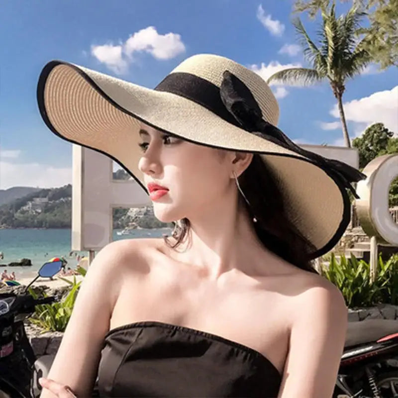 Women's Foldable Straw Sun Hat – Beach Travel Panama Cap