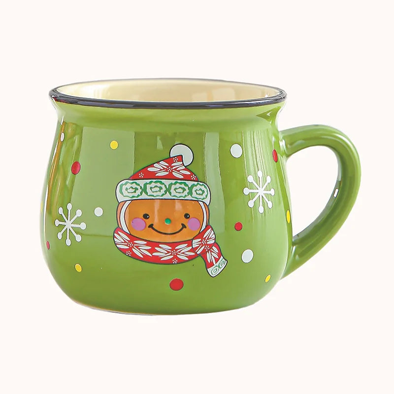 Christmas Ceramic Mug Cartoon Santa Mousse Cup Coffee Cup For Home Office Baking Dessert Breakfast Milk Mug For Kids Xmas Gift Peaceful Pleasures Health and Wellness Green Bear 150ml