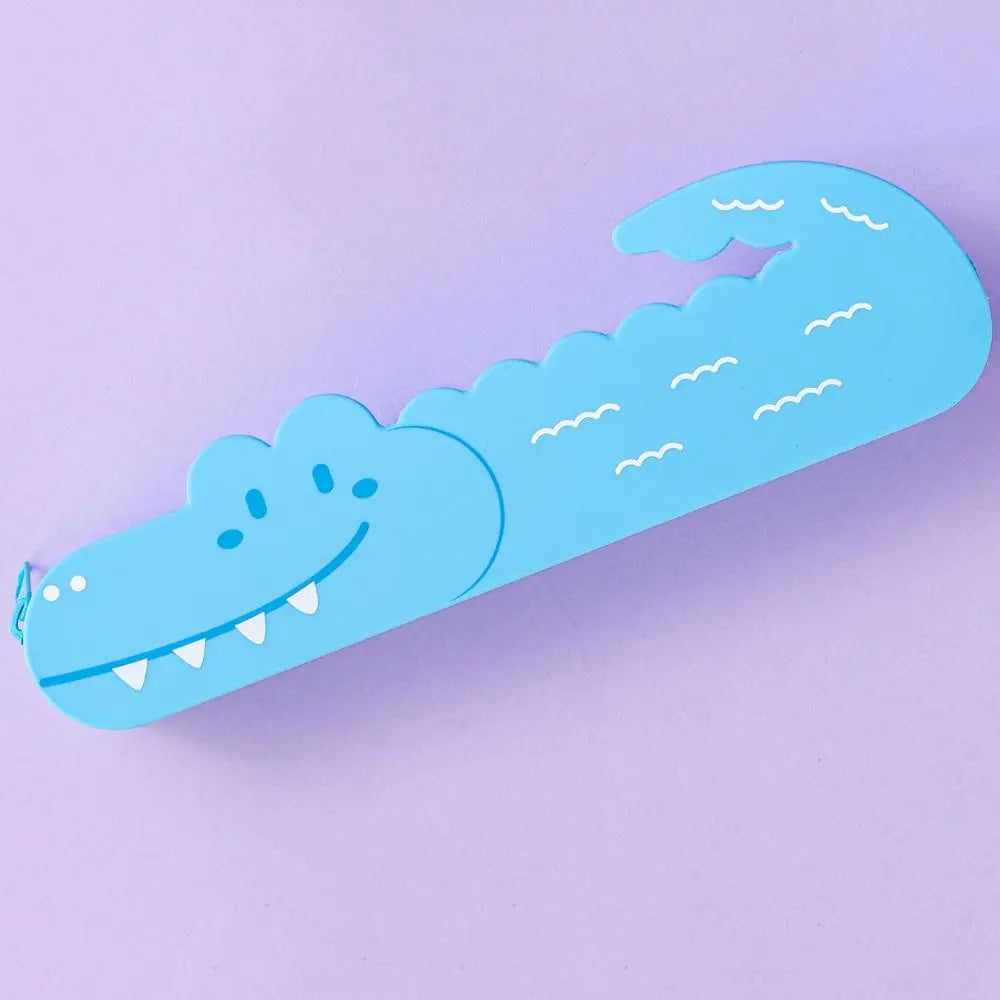 Multifunctional Crocodile Shape Pencil Case Large Capacity Cartoon Pen Pouch Silicone Waterproof Stationery Box Gift Peaceful Pleasures Health and Wellness