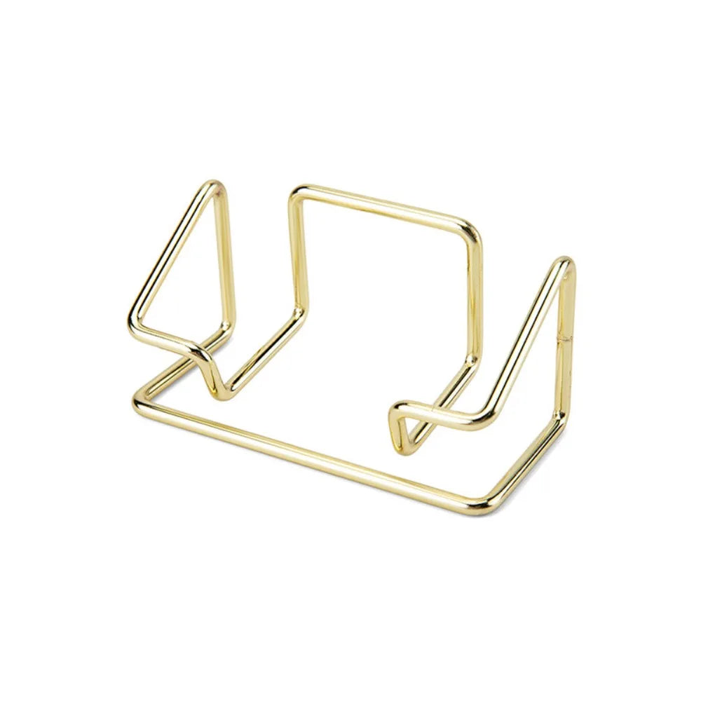 Metal Business Card Holder Minimalist Multifunctional Name Card Stand Rustproof Space-saving Card Organizer Hotel Reception Peaceful Pleasures Health and Wellness Gold