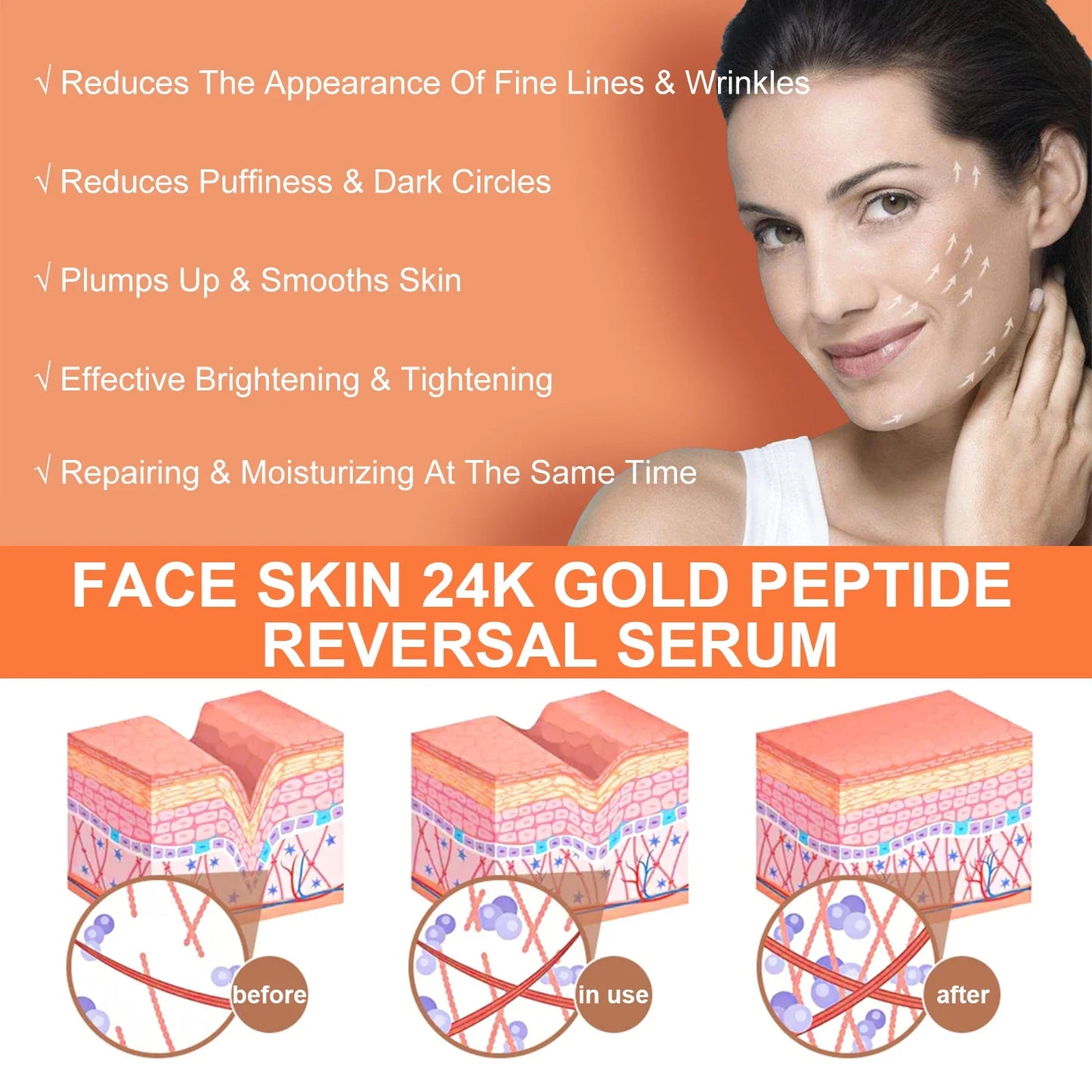 24K Gold Peptide Firming Face Serum 120ml – All Skin Types