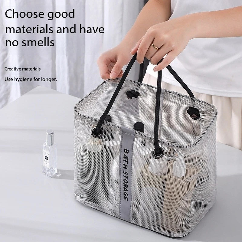 Collapsible Mesh Drain Basket 2in1 Travel Toiletry Swimming Organizer Large Portable Carry Handle Eco Friendly Storage Peaceful Pleasures Health and Wellness