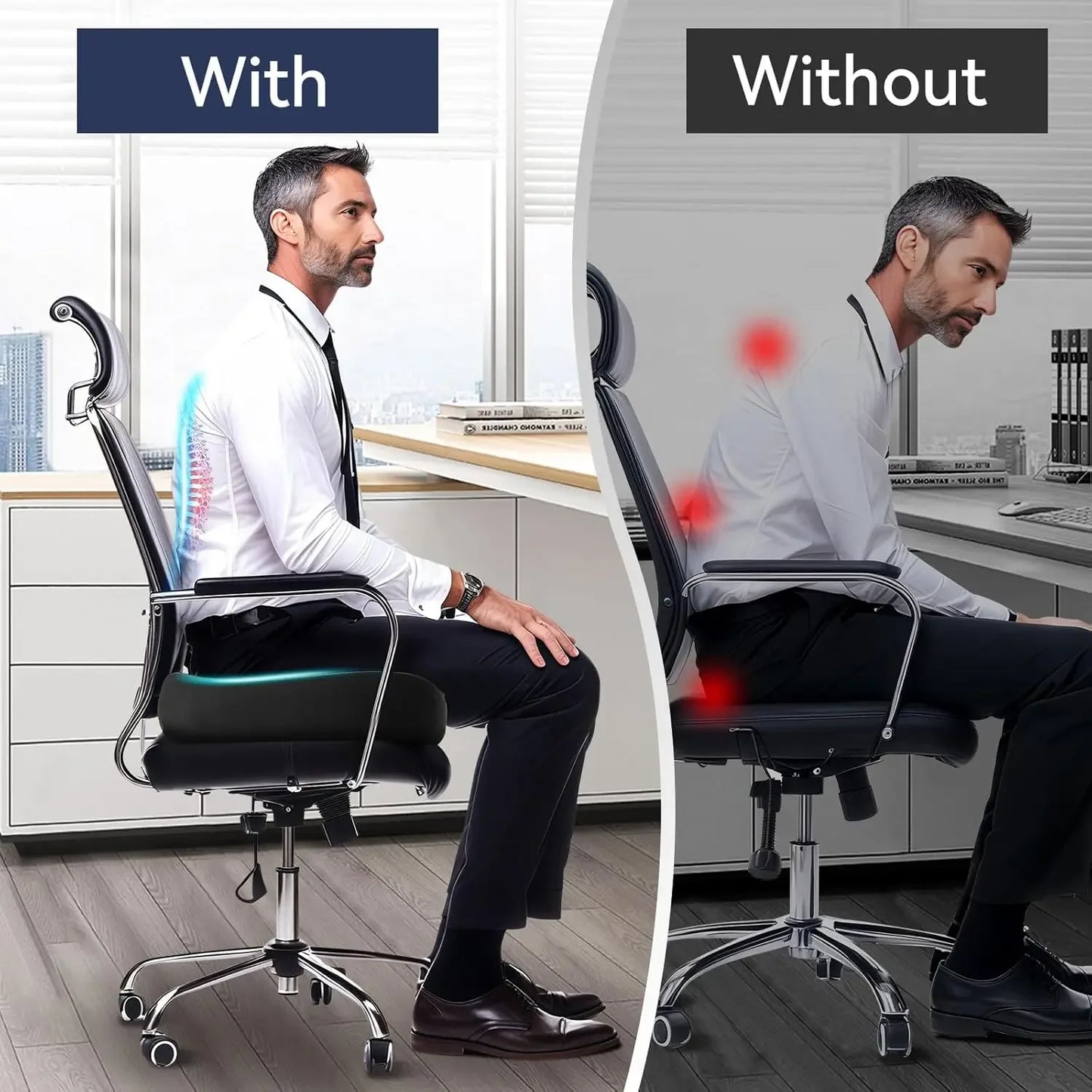 Memory Foam Seat Cushion – Tailbone Pain Relief & Support Peaceful Pleasures Health and Wellness