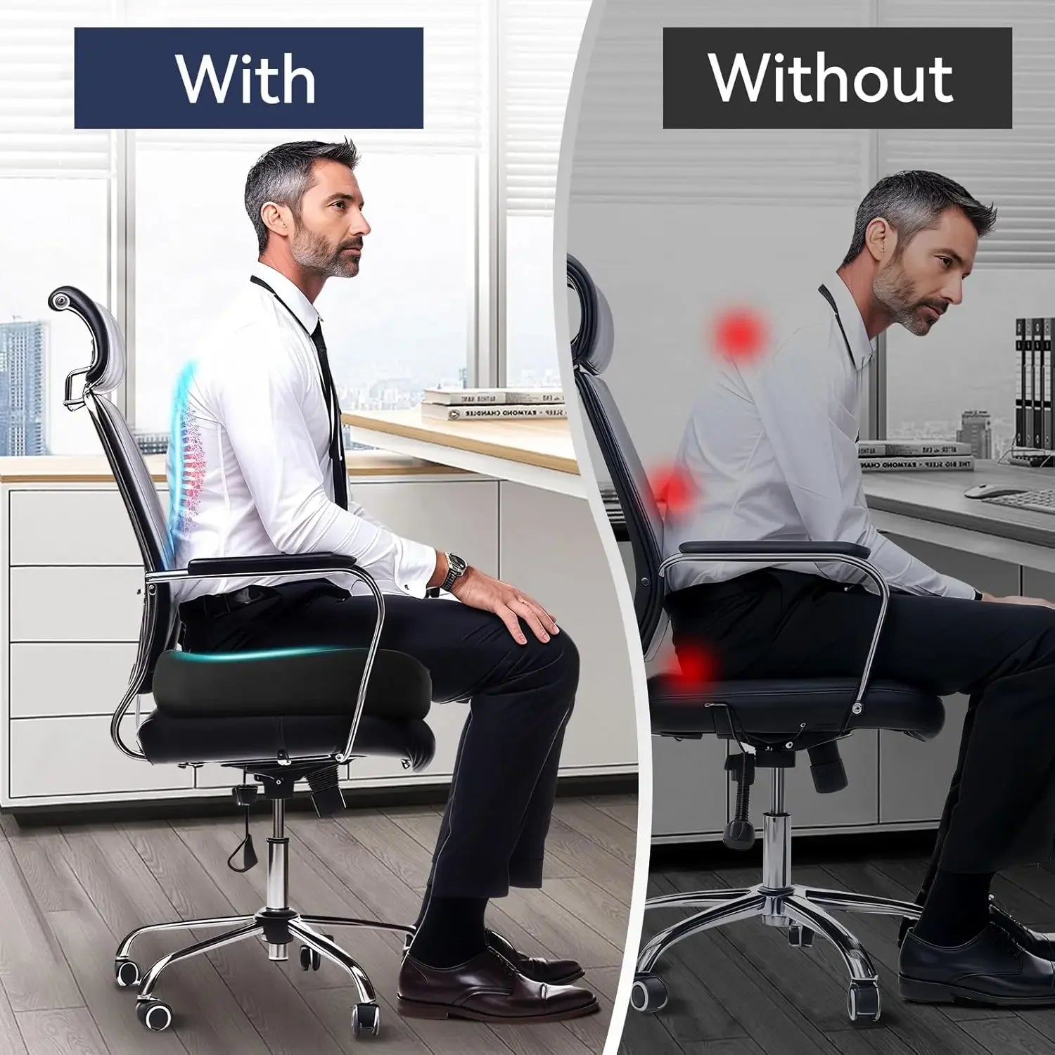 Memory Foam Seat Cushion – Tailbone Pain Relief & Support Peaceful Pleasures Health and Wellness
