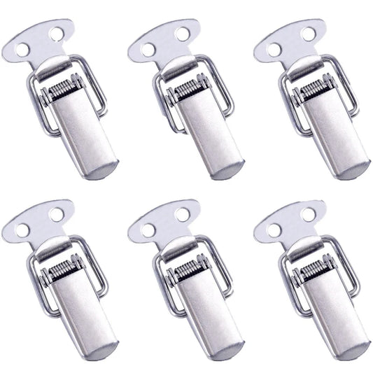 6PC Set Stainless Steel Tension Lock Cap High Quality Cabinet Boxes Spring Loaded Latch Catch Toggle Hasp Sliding Tool Part Peaceful Pleasures Health and Wellness