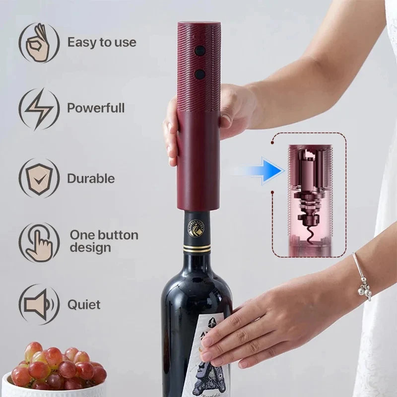 HOMEFISH Electric Wine Bottle Opener Automatic Red Wine Corkscrew Rechargeable Wine Opener One-click Button Wine Tools Peaceful Pleasures Health and Wellness