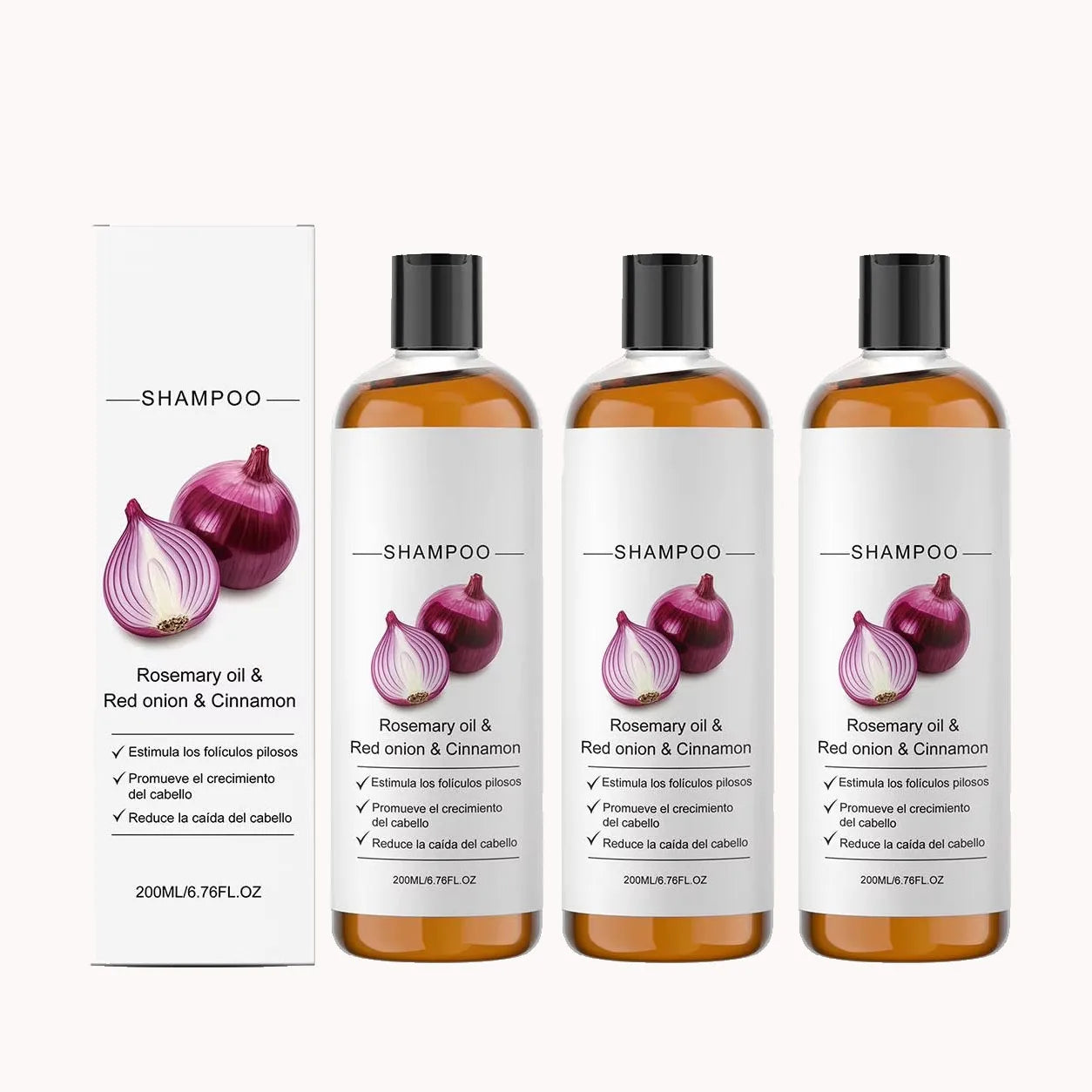 2/3pcs Rosemary Red Onion Shampoo Anti Hair Loss Promote Thicker Stronger excalvo Shampoo Hair Care 200ml Peaceful Pleasures Health and Wellness 3PCS
