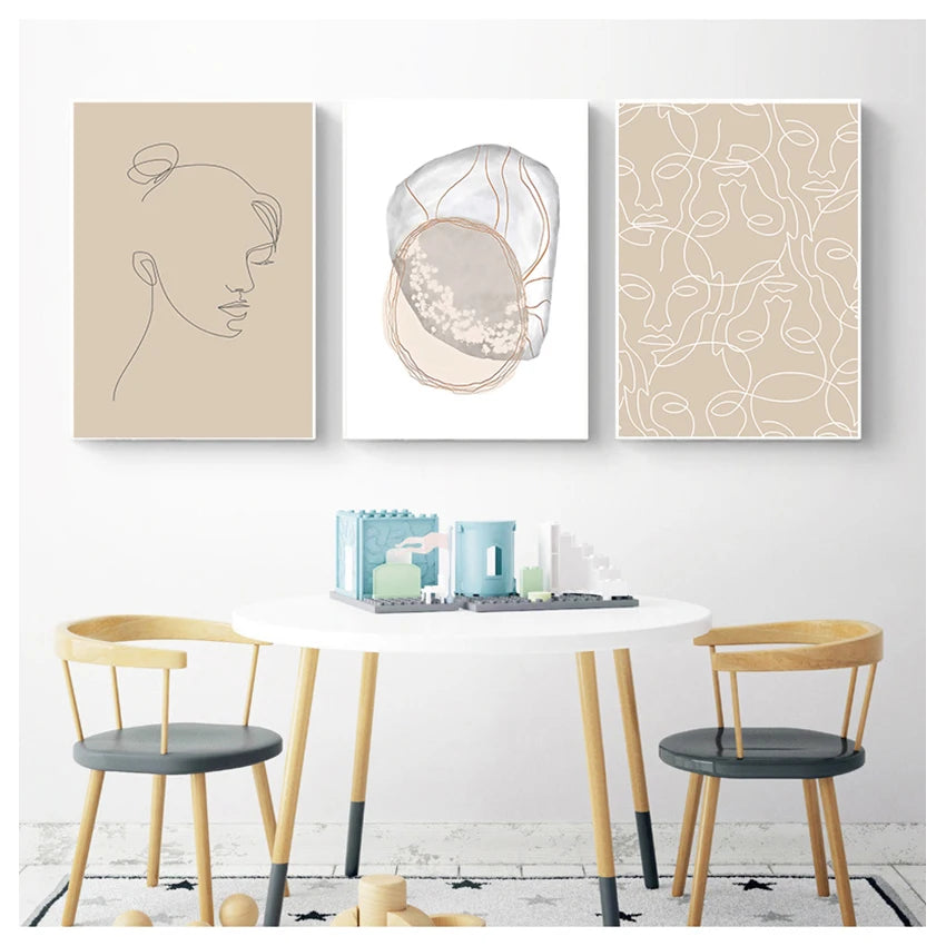 Green Plant Abstract Nordic Canvas Wall Art Print | Unframed