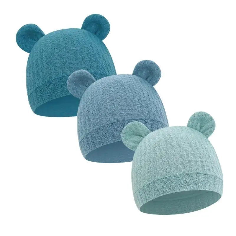 Bear Ear Newborn Baby Hat | Waffle Knit Stretchy Cap 0–24 Months