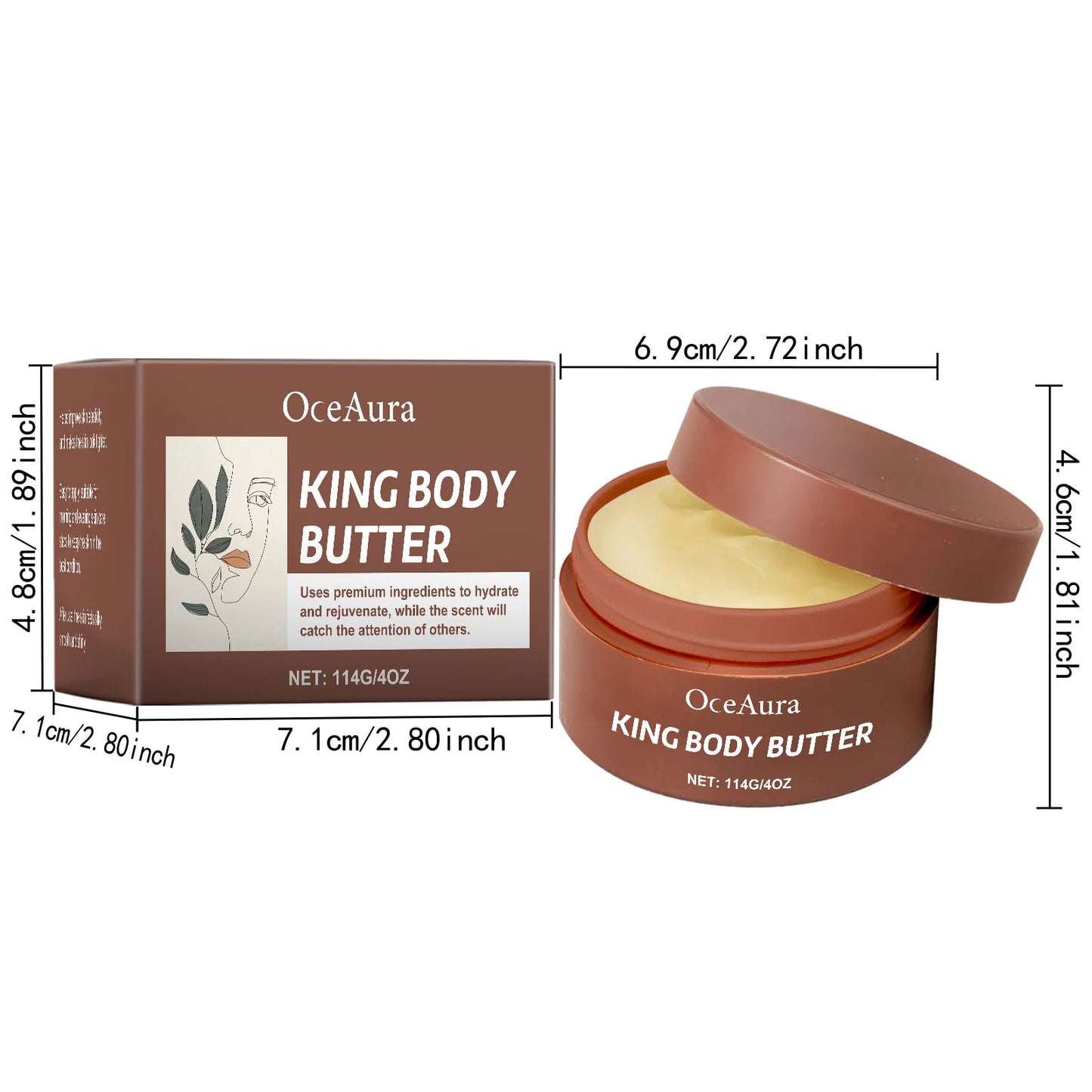 OceAura King Body Butter – Shea & Hyaluronic Acid Moisturizer 4oz