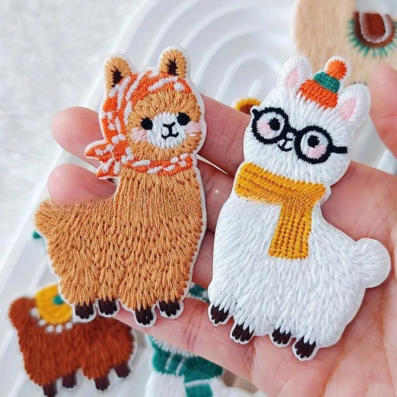6-Pack Cartoon Llama Embroidered Patches – DIY Fabric Stickers