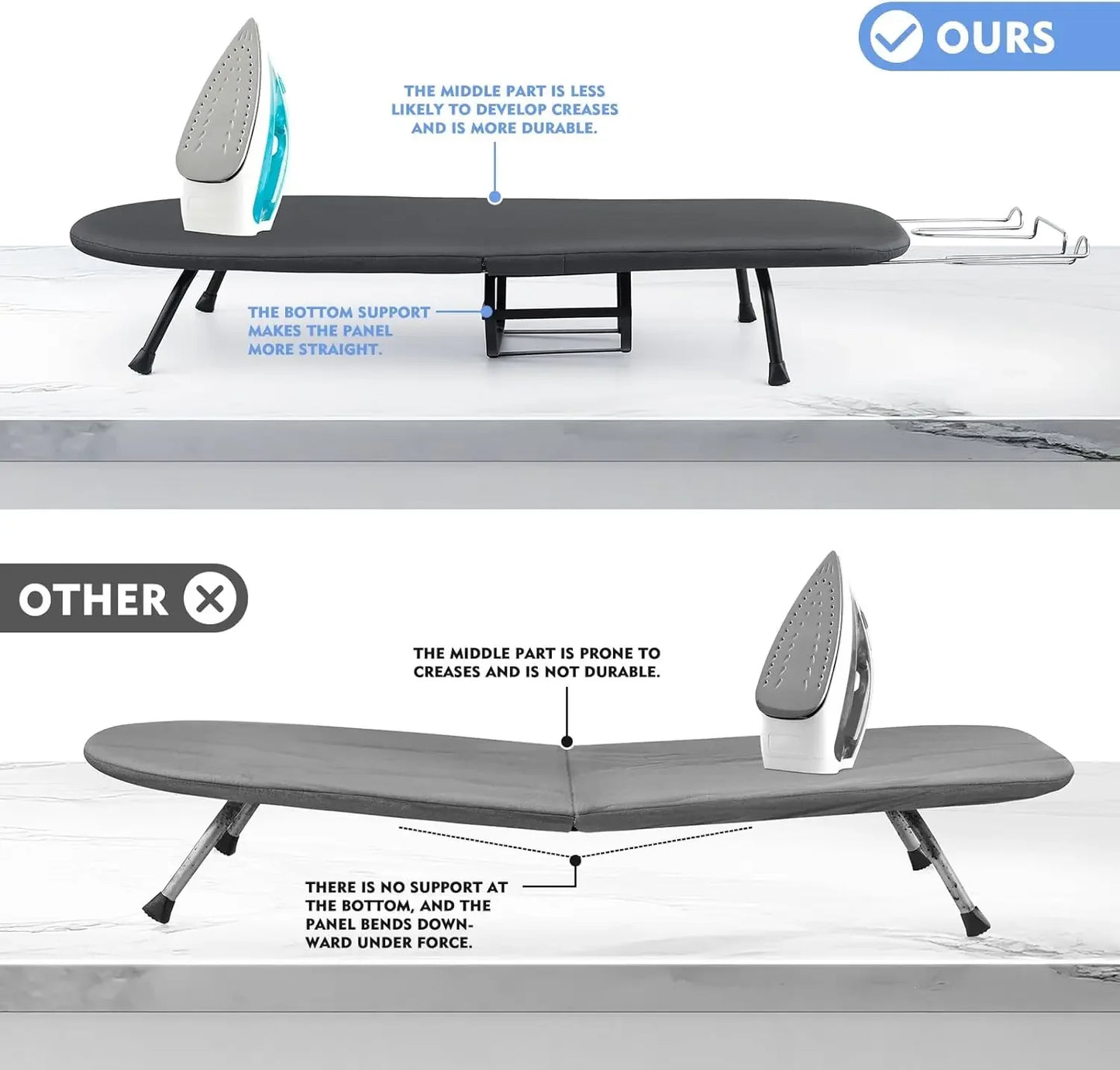 Foldable Mini Ironing Board with Iron Rest, Compact Portable for Dorm, RV, Travel Apartments Black Peaceful Pleasures Health and Wellness