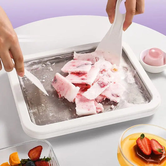 Household Small Stainless Steel Ice Stir Fry Machine - Spot Summer Yogurt Maker Children Homemade Yogurt Pudding Stir Fry Plate Peaceful Pleasures Health and Wellness