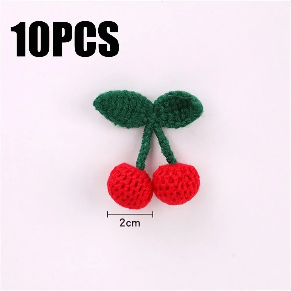Knitted Wool Cherry Pendants DIY Craft Ornaments 10pcs