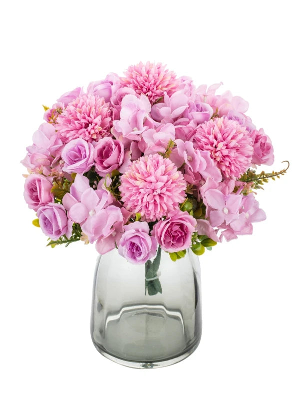 Silk Rose Chrysanthemum Artificial Bouquet – Wedding & Home Decor
