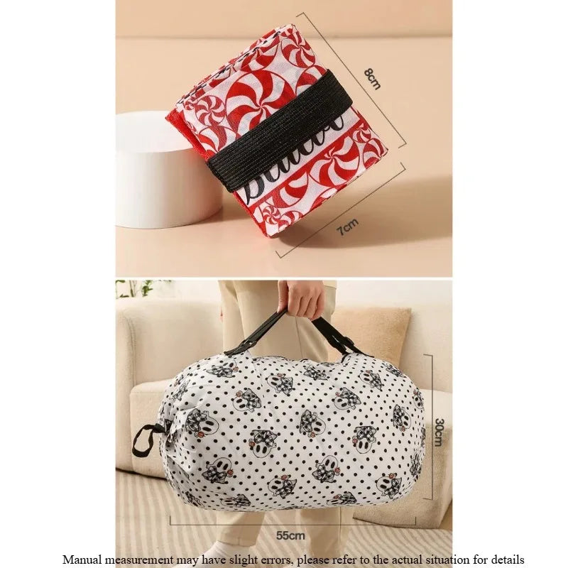 Large Capacity Eco Friendly Reusable Waterproof Heavy Duty Portable Folding Nylon Grocery Tote Bag for Supermarket Shopping Peaceful Pleasures Health and Wellness
