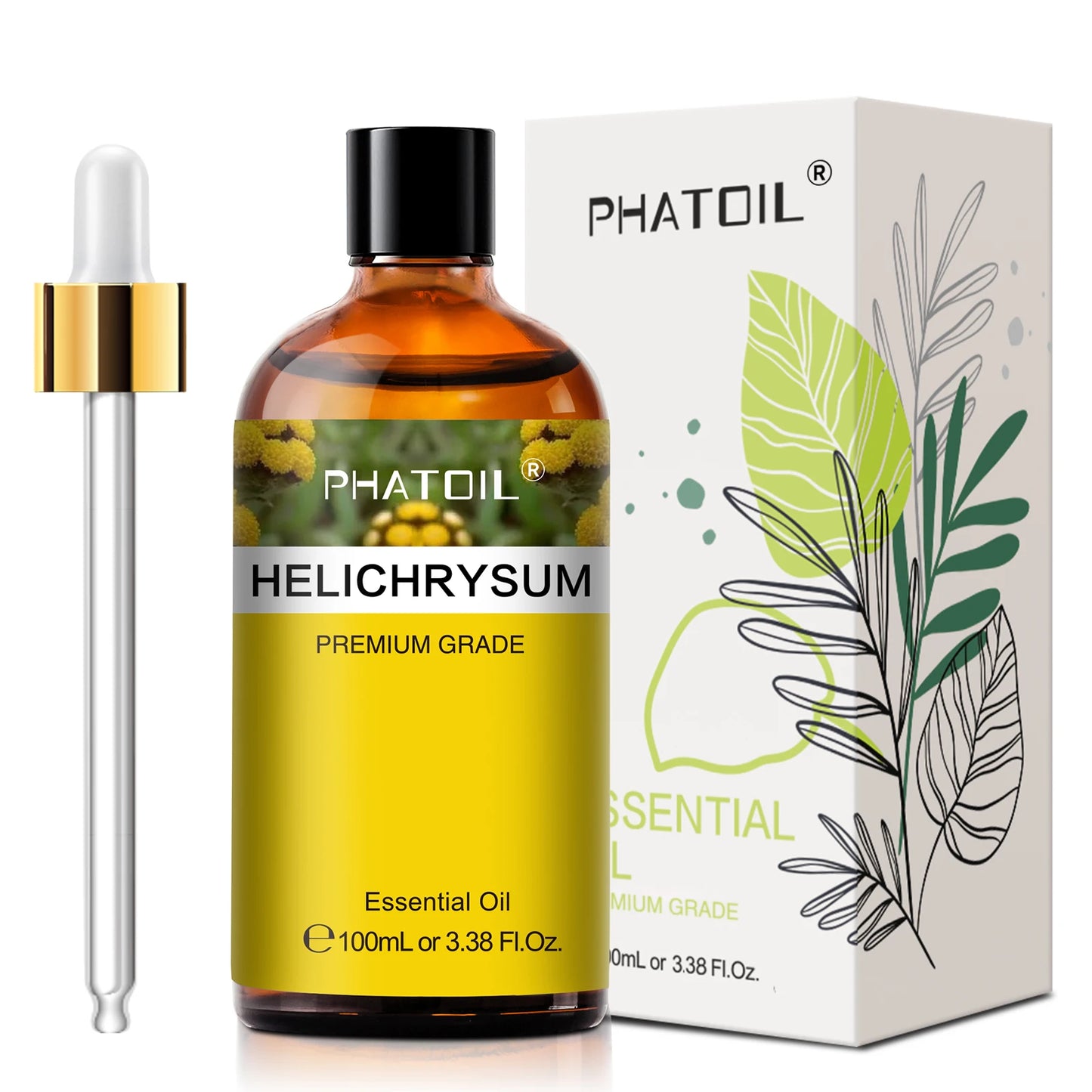 PHATOIL 100ml Pure Essential Oil Lavender Jasmine Vanilla Sandalwood Sweet Orange Lemon Aromatherpay Essential Oils For Diffuser Peaceful Pleasures Health and Wellness Helichrysum United States 100ml