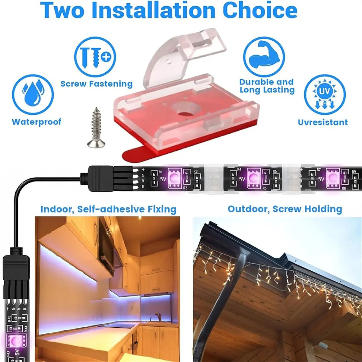 *ABDH 100PCS Mounting Clips for LED Light Strips with Self-Adhesive Tape + Screw Light Clips for Indoor Light Strips Peaceful Pleasures Health and Wellness